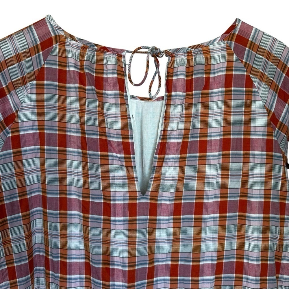 Madewell Plaid Ruffle-Sleeve Popover Mini Dress - Picture 4 of 10